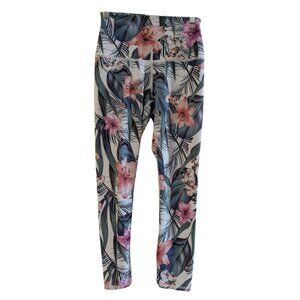 Evolution and Creation Women's Floral Yoga Leggings, Green Pink White Size Small